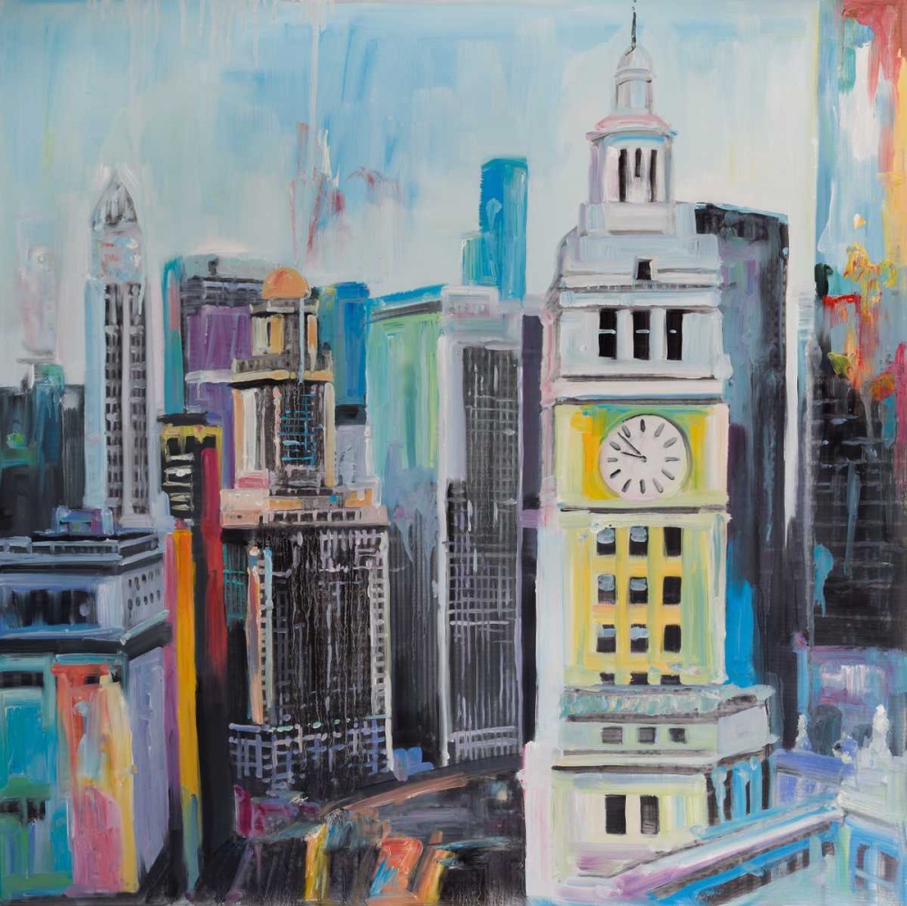 Colorful Cityscape of Manhattan art print by Atelier B Art Studio for $57.95 CAD