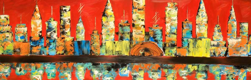 Red Abstract Skyline art print by Atelier B Art Studio for $57.95 CAD
