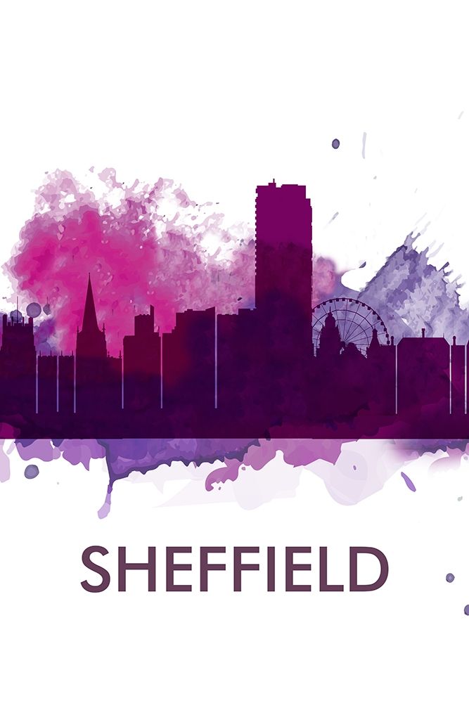 SHEFFIELD CITY COLOR SPLASH SILHOUETTE art print by Atelier B Art Studio for $57.95 CAD