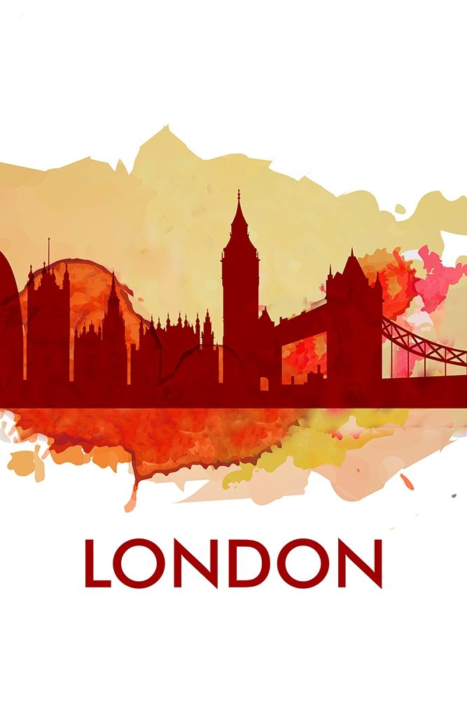 PAINT SPLASH SILHOUETTE OF LONDON art print by Atelier B Art Studio for $57.95 CAD
