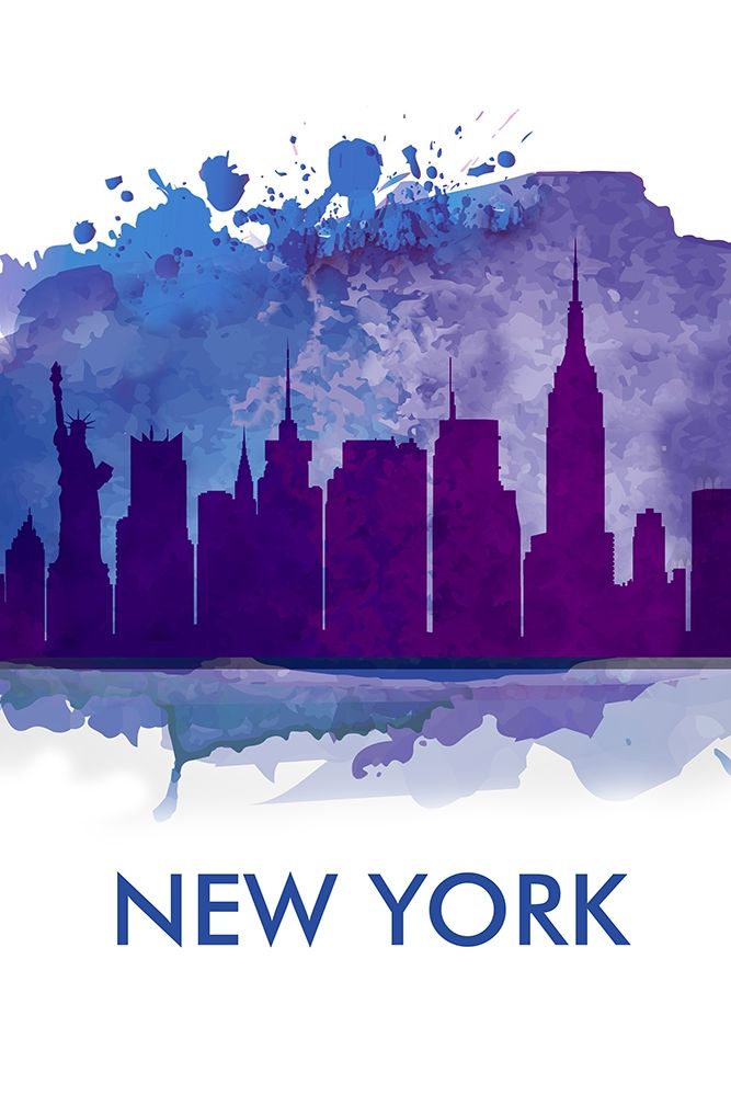 BLUE SILHOUETTE OF NEW YORK CITY art print by Atelier B Art Studio for $57.95 CAD
