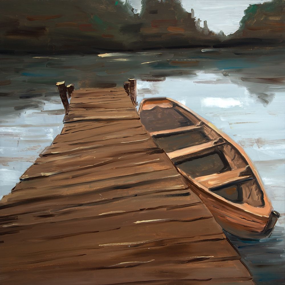 LAKE, DOCK AND BOAT art print by Atelier B Art Studio for $57.95 CAD