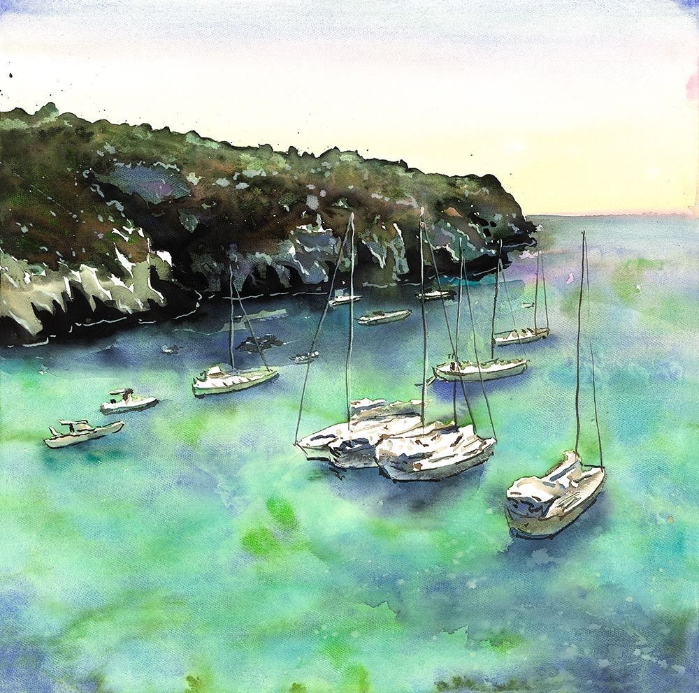 BOATS IN CALA MACARELLA art print by Atelier B Art Studio for $57.95 CAD
