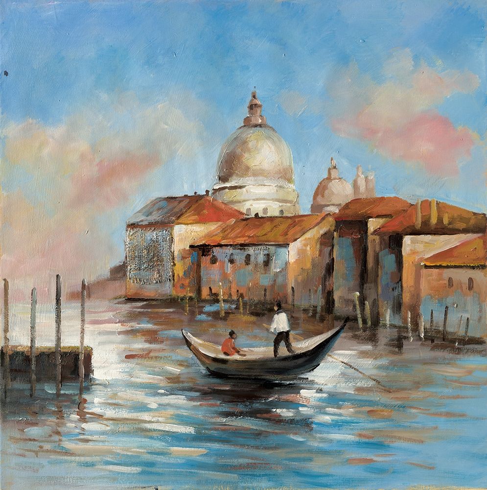 Two europeans on a gondola art print by Atelier B Art Studio for $57.95 CAD
