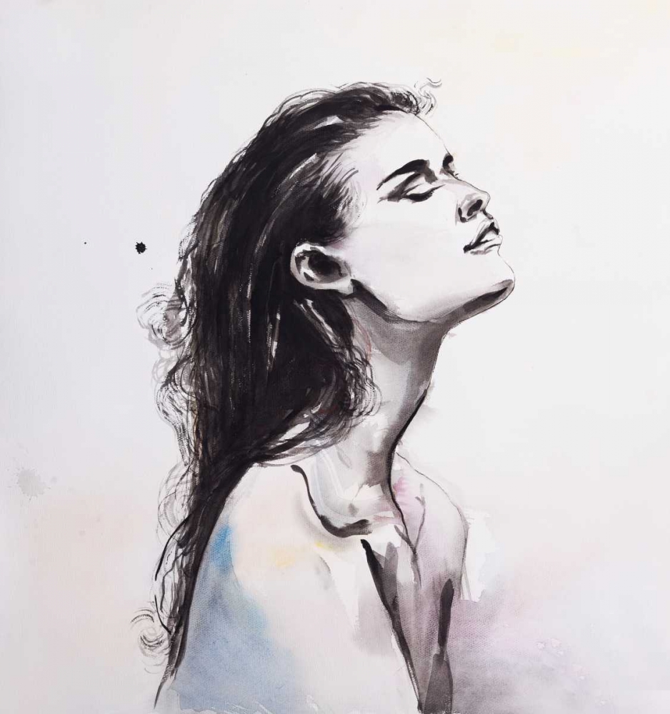 Watercolor Beautiful Woman with Raven Hair art print by Atelier B Art Studio for $57.95 CAD