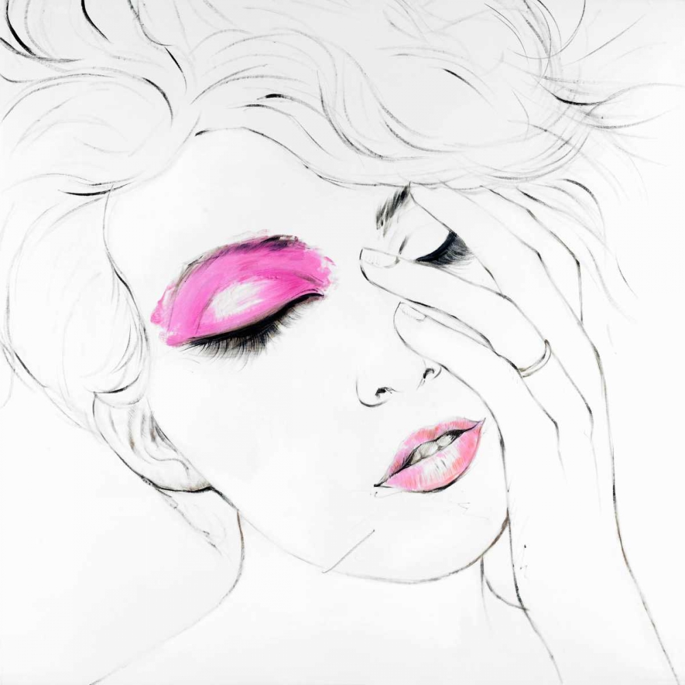 Outline of Female Portrait in Pink art print by Atelier B Art Studio for $57.95 CAD