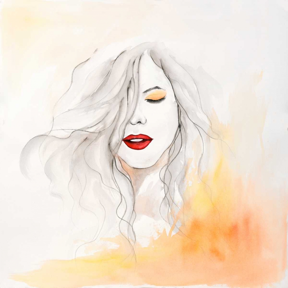 Woman with Red Lips art print by Atelier B Art Studio for $57.95 CAD