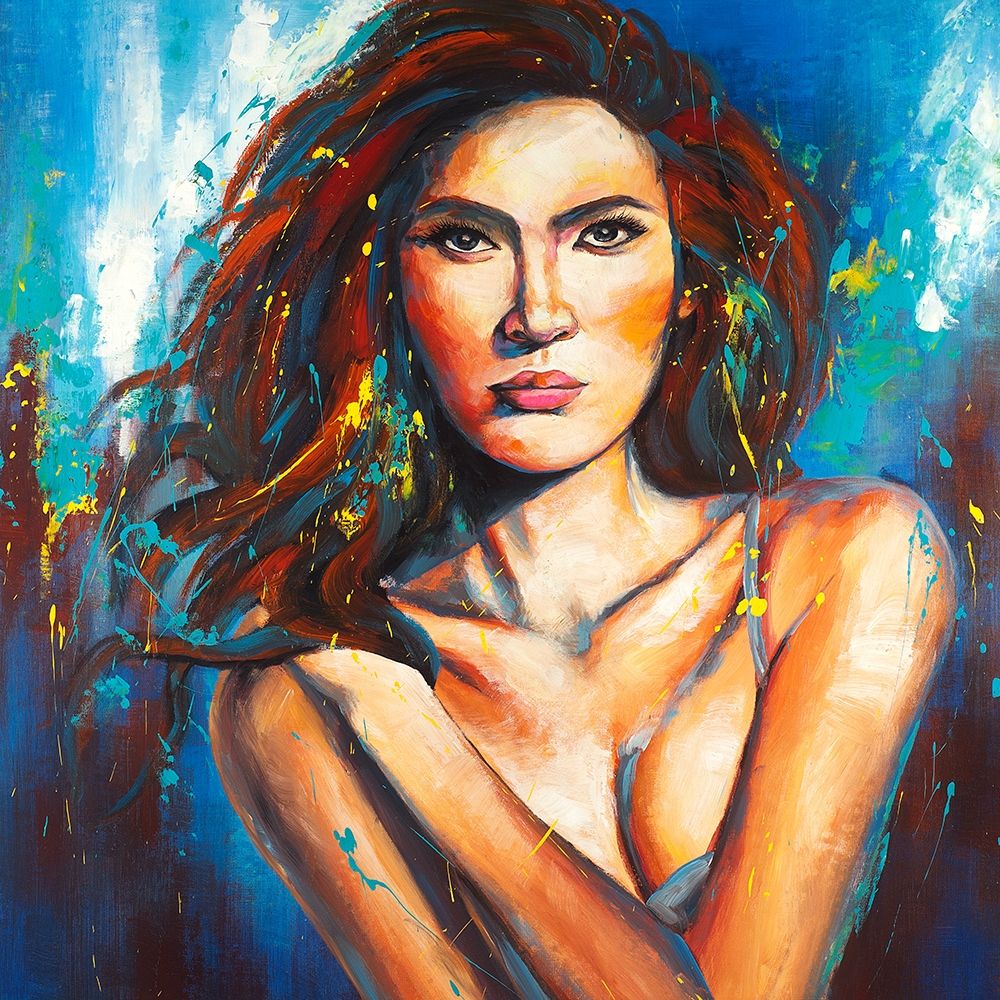 Femme Fatale Portrait with Paint Splash art print by Atelier B Art Studio for $57.95 CAD