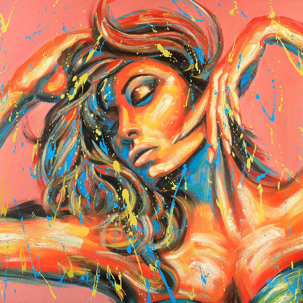 Sensual Tanned Lady with Paint Splash art print by Atelier B Art Studio for $57.95 CAD