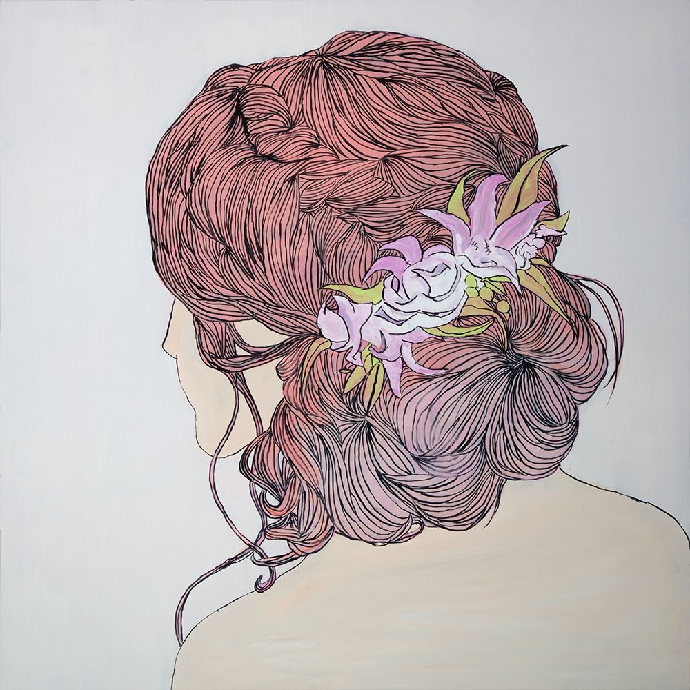 WOMAN FROM BEHIND WITH FLOWERS art print by Atelier B Art Studio for $57.95 CAD
