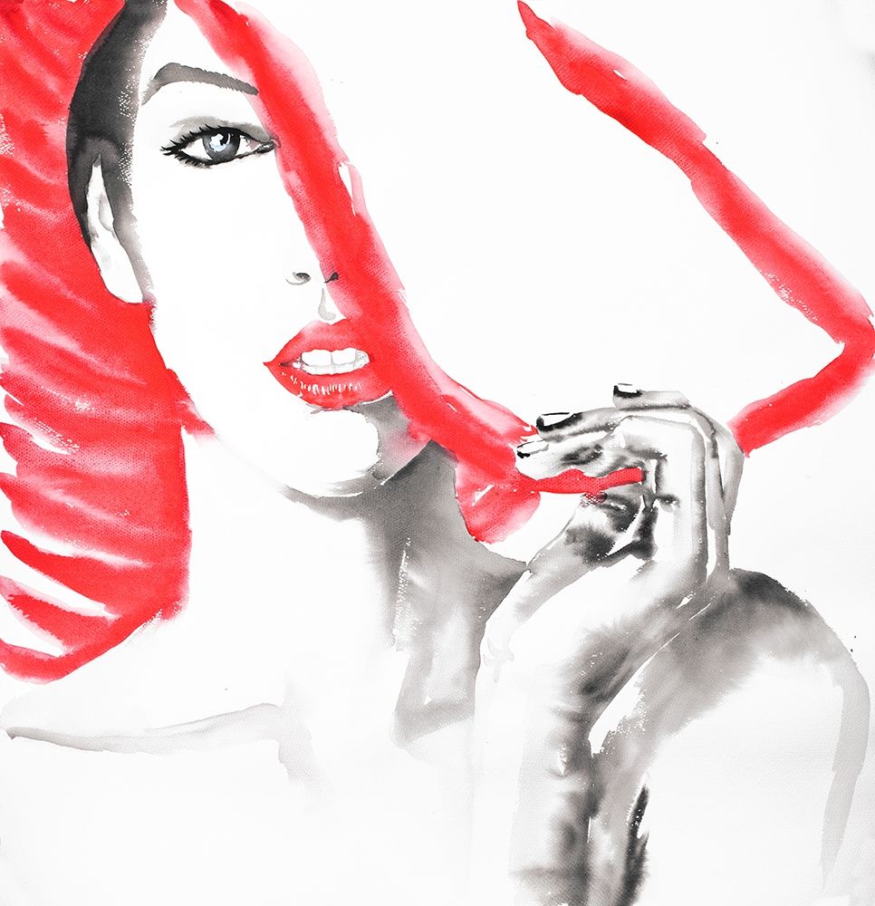WOMAN WITH BIG HAT art print by Atelier B Art Studio for $57.95 CAD