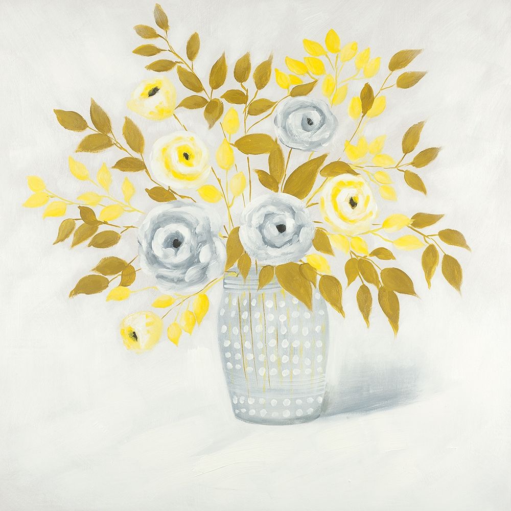 BLUE AND YELLOW FLOWERS IN A VASE art print by Atelier B Art Studio for $57.95 CAD