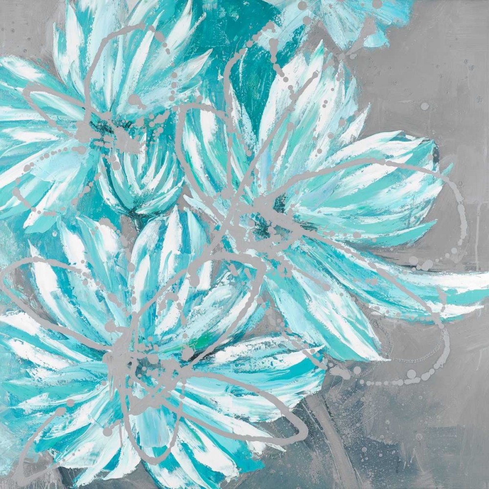 Three Little Abstract Blue Flowers art print by Atelier B Art Studio for $57.95 CAD