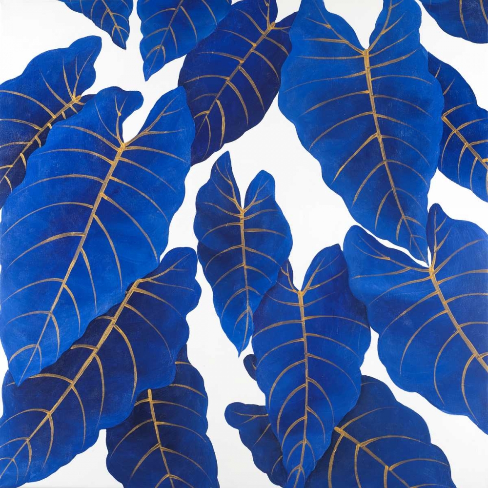Tropical Abstract Blue Leaves art print by Atelier B Art Studio for $57.95 CAD