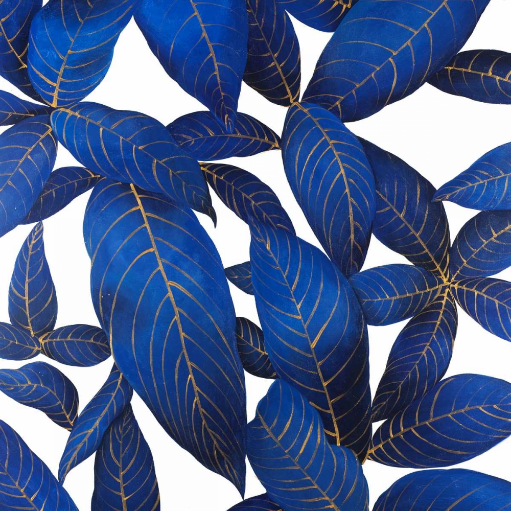 Abstract Modern Blue Leaves art print by Atelier B Art Studio for $57.95 CAD