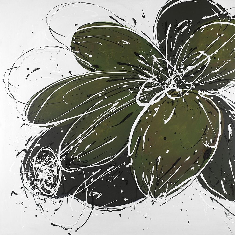 Flower with Paint Splash Outlines art print by Atelier B Art Studio for $57.95 CAD