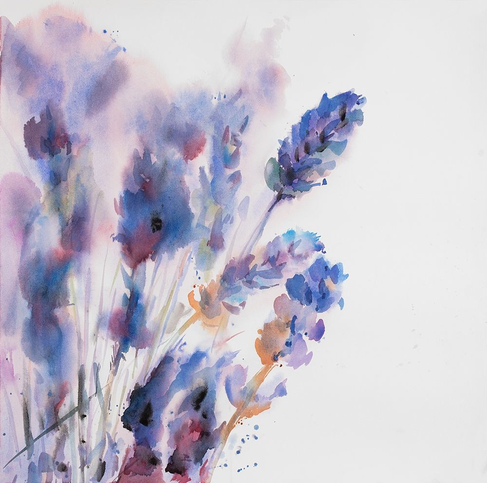 Watercolor Lavender Flowers with Blur Effect art print by Atelier B Art Studio for $57.95 CAD
