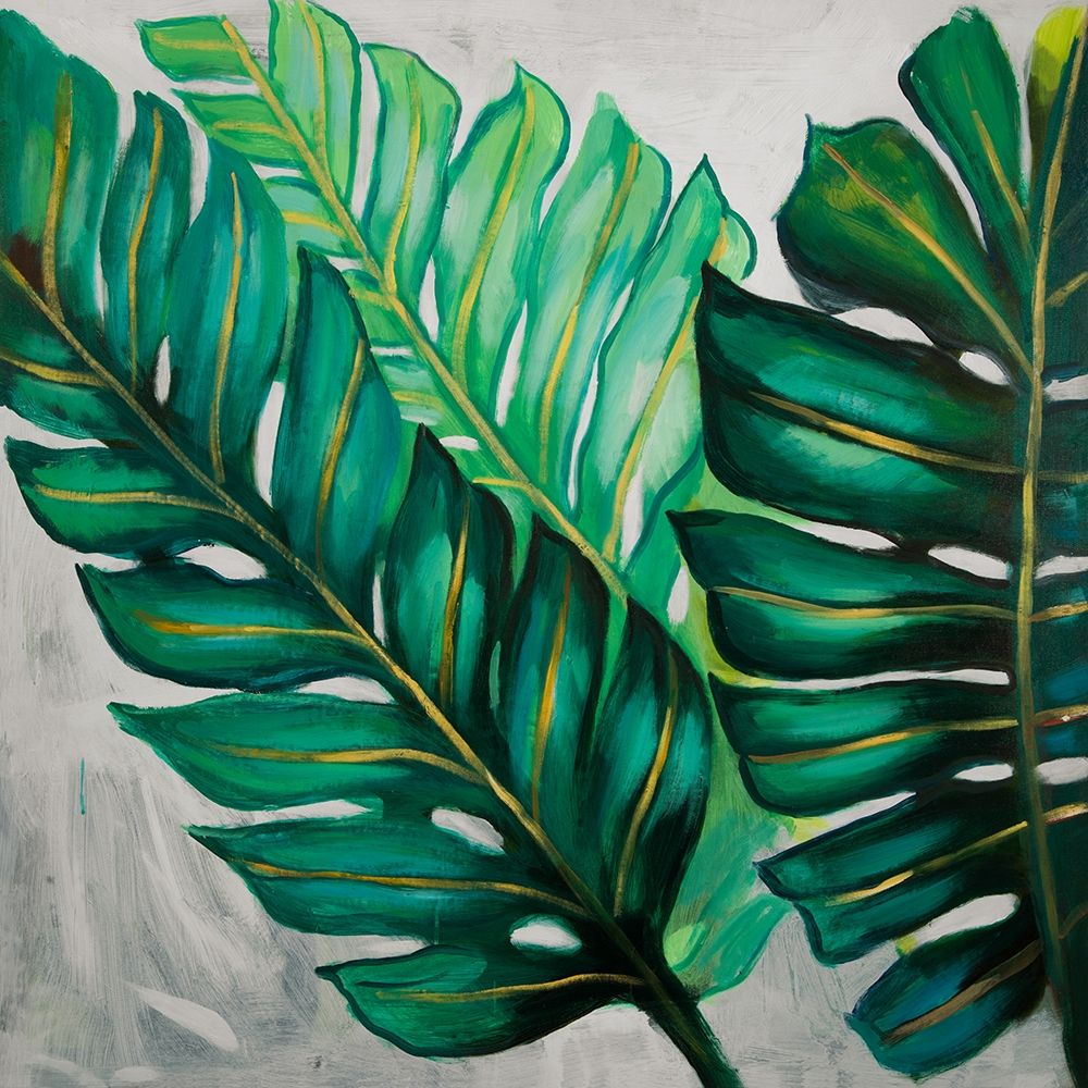 THREE BIG EXOTIC PLANT LEAVES art print by Atelier B Art Studio for $57.95 CAD