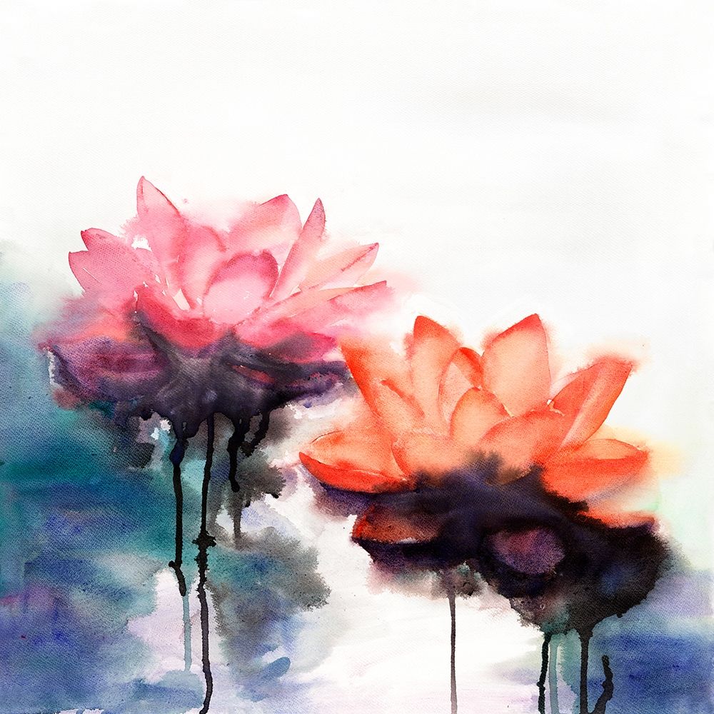 WATERCOLOR LOTUS FLOWERS art print by Atelier B Art Studio for $57.95 CAD