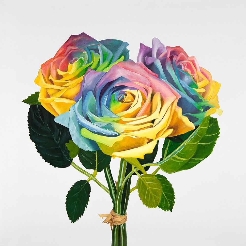 BOUQUET OF RAINBOW ROSES art print by Atelier B Art Studio for $57.95 CAD