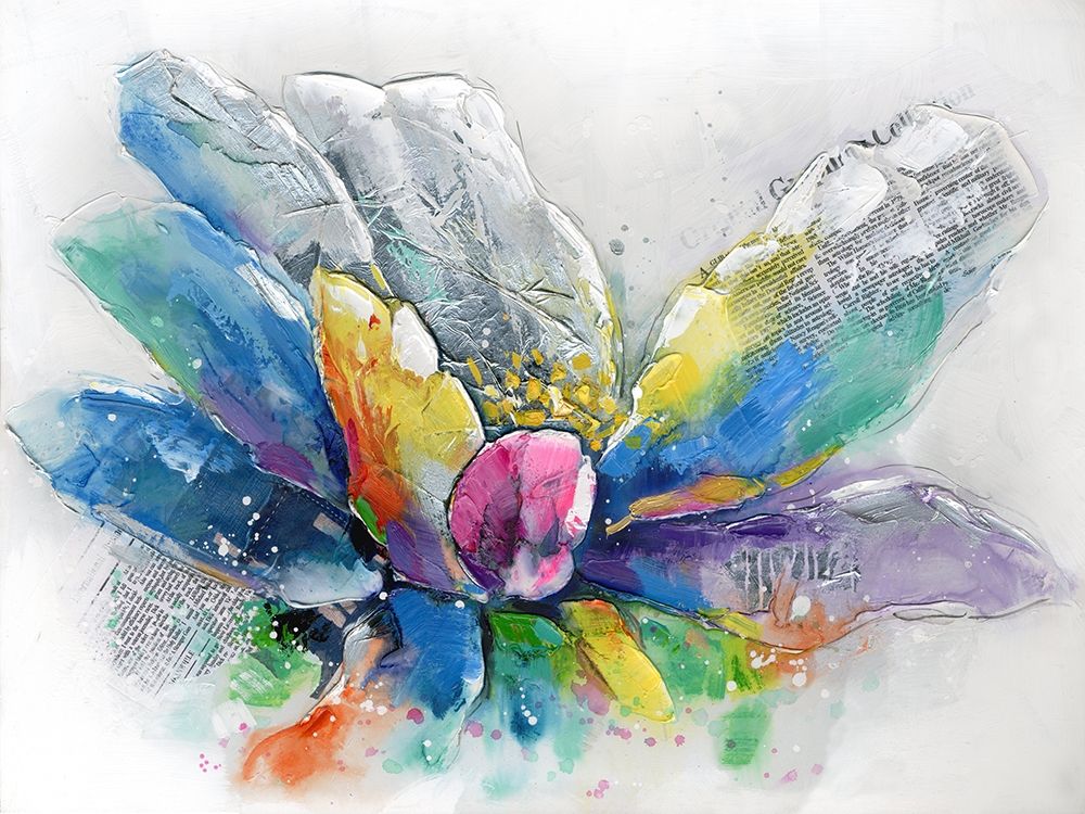 ABSTRACT FLOWER WITH NEWSPAPER art print by Atelier B Art Studio for $57.95 CAD