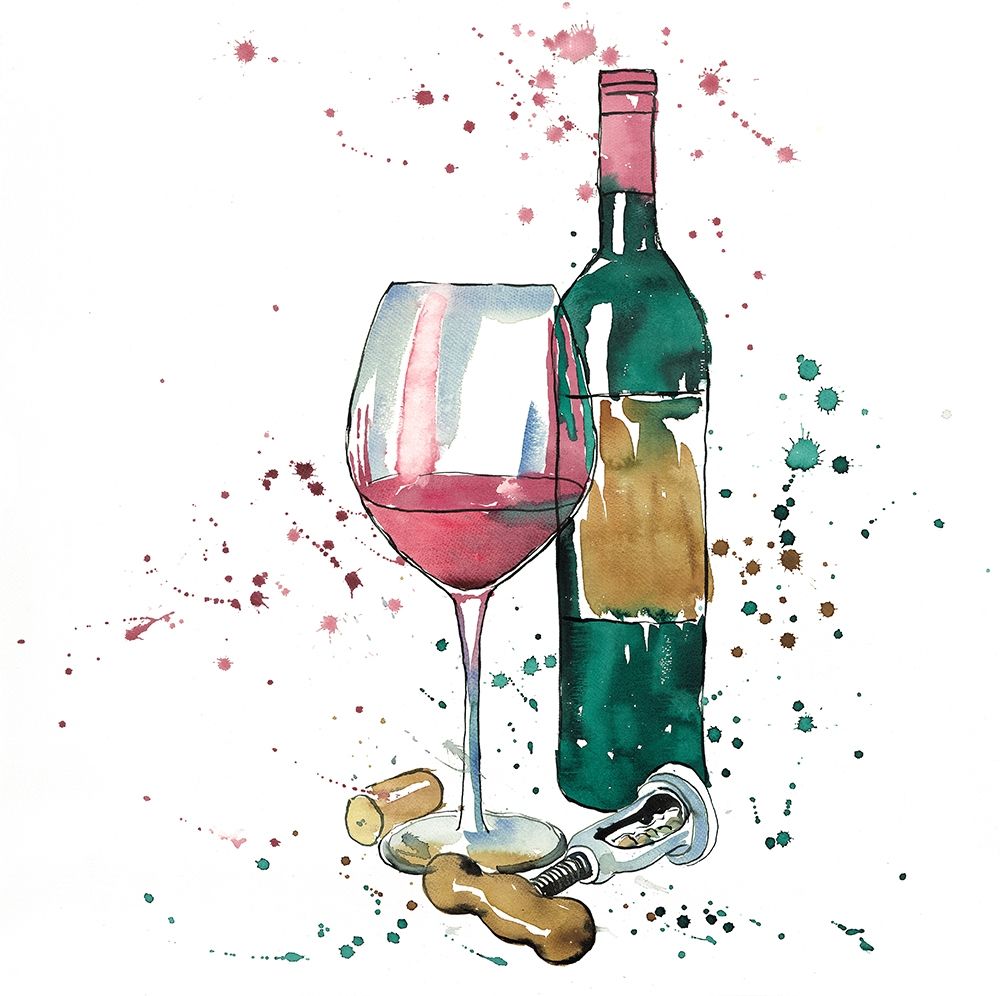 BOTTLE OF RED WINE art print by Atelier B Art Studio for $57.95 CAD