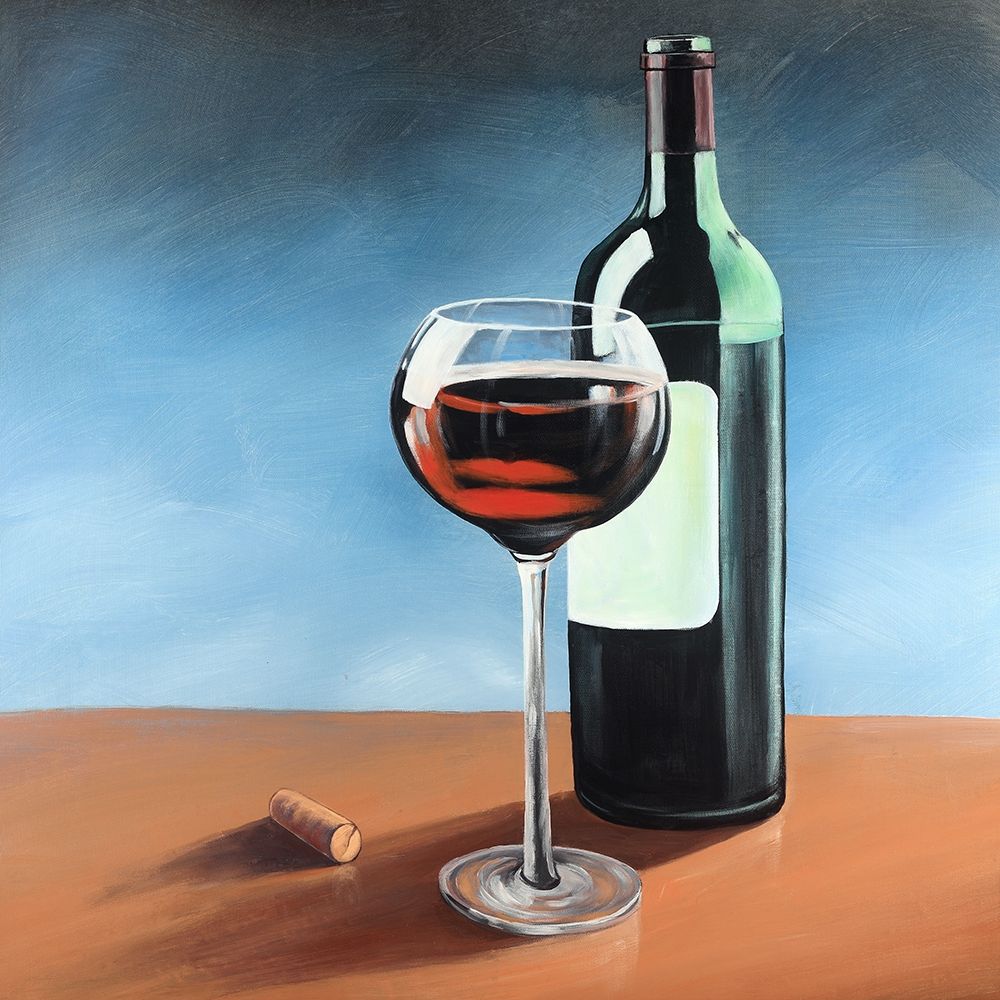 Bottle of Bourgogne with Whine Glass art print by Atelier B Art Studio for $57.95 CAD