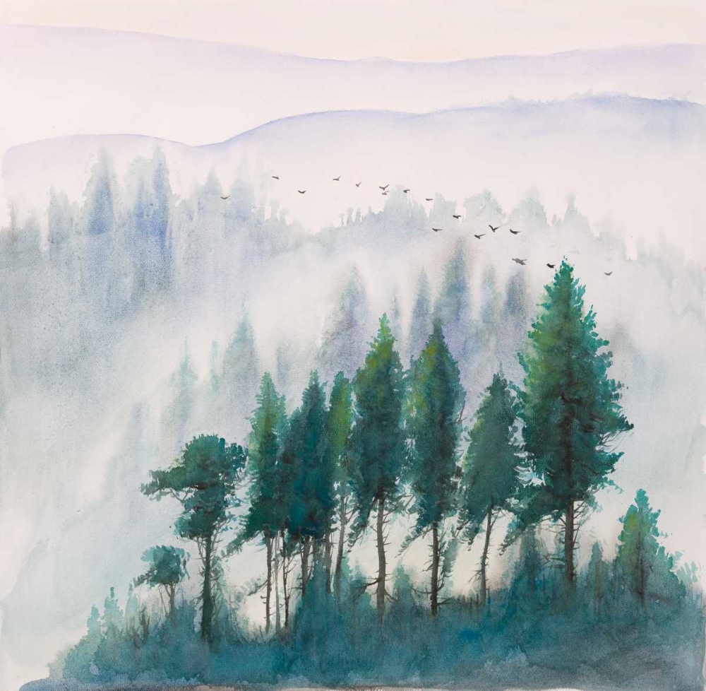Mountains Landscape in Watercolor art print by Atelier B Art Studio for $57.95 CAD
