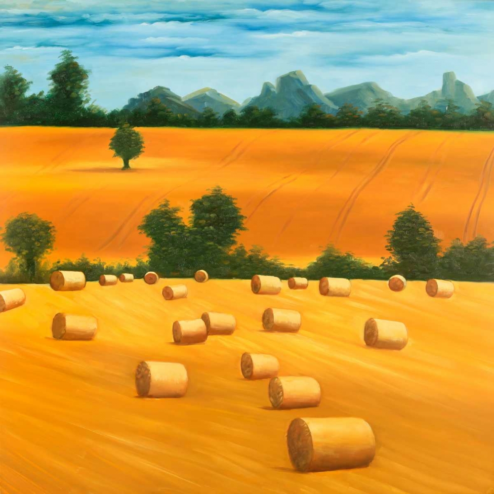 Hay Bale Fields art print by Atelier B Art Studio for $57.95 CAD