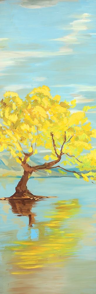 Spring Lanscape with a Tree in a Lake art print by Atelier B Art Studio for $57.95 CAD