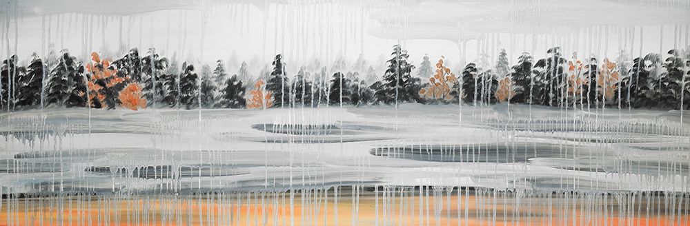 Fall Rainy Day Landscape with Trees art print by Atelier B Art Studio for $57.95 CAD