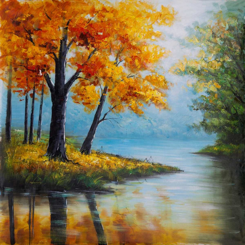 Fall Trees at the Waters Edge art print by Atelier B Art Studio for $57.95 CAD