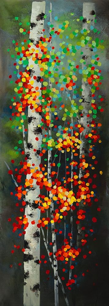 COLORFUL DOTTED LEAVES BIRCHES art print by Atelier B Art Studio for $57.95 CAD