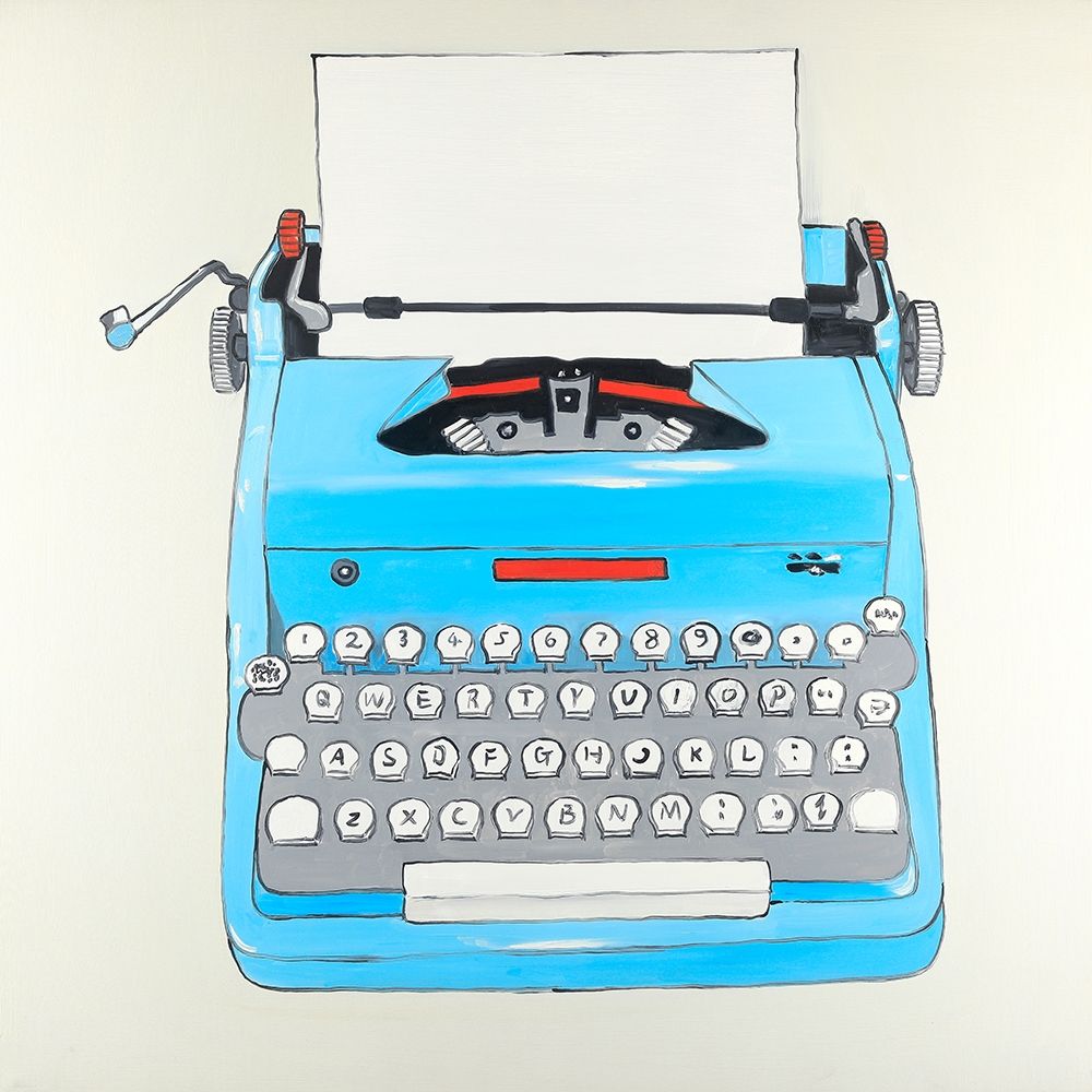 Blue Typewritter Machine art print by Atelier B Art Studio for $57.95 CAD