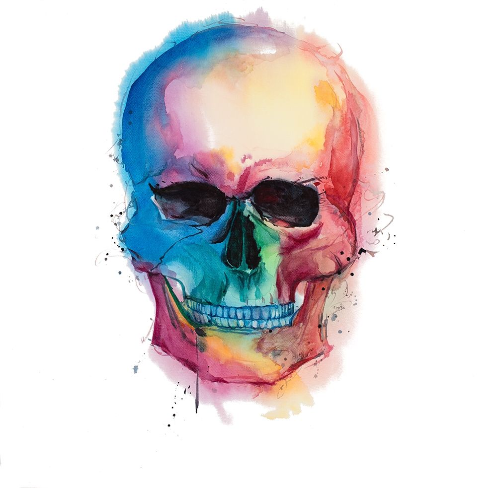 Watercolor Colorful Skull art print by Atelier B Art Studio for $57.95 CAD