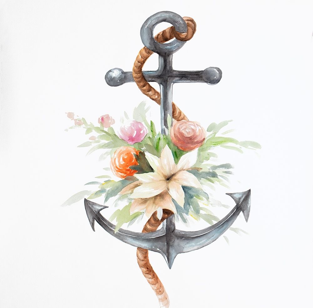 ANCHOR WITH FLOWERS art print by Atelier B Art Studio for $57.95 CAD