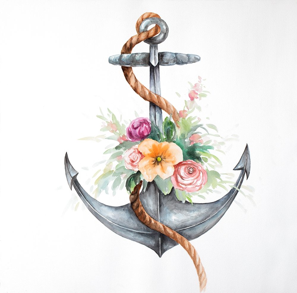 BOAT ANCHOR WITH FLOWERS art print by Atelier B Art Studio for $57.95 CAD