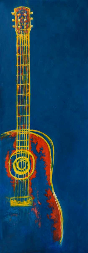 Modern Blue Abstract Guitar art print by Atelier B Art Studio for $57.95 CAD