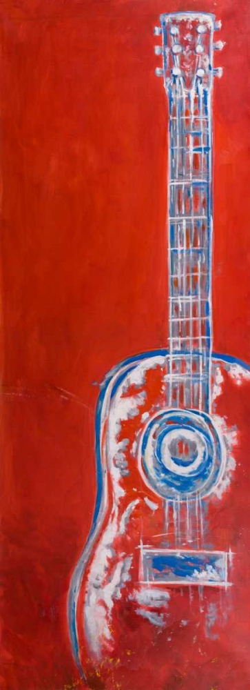 Modern Red Abstract Guitar art print by Atelier B Art Studio for $57.95 CAD