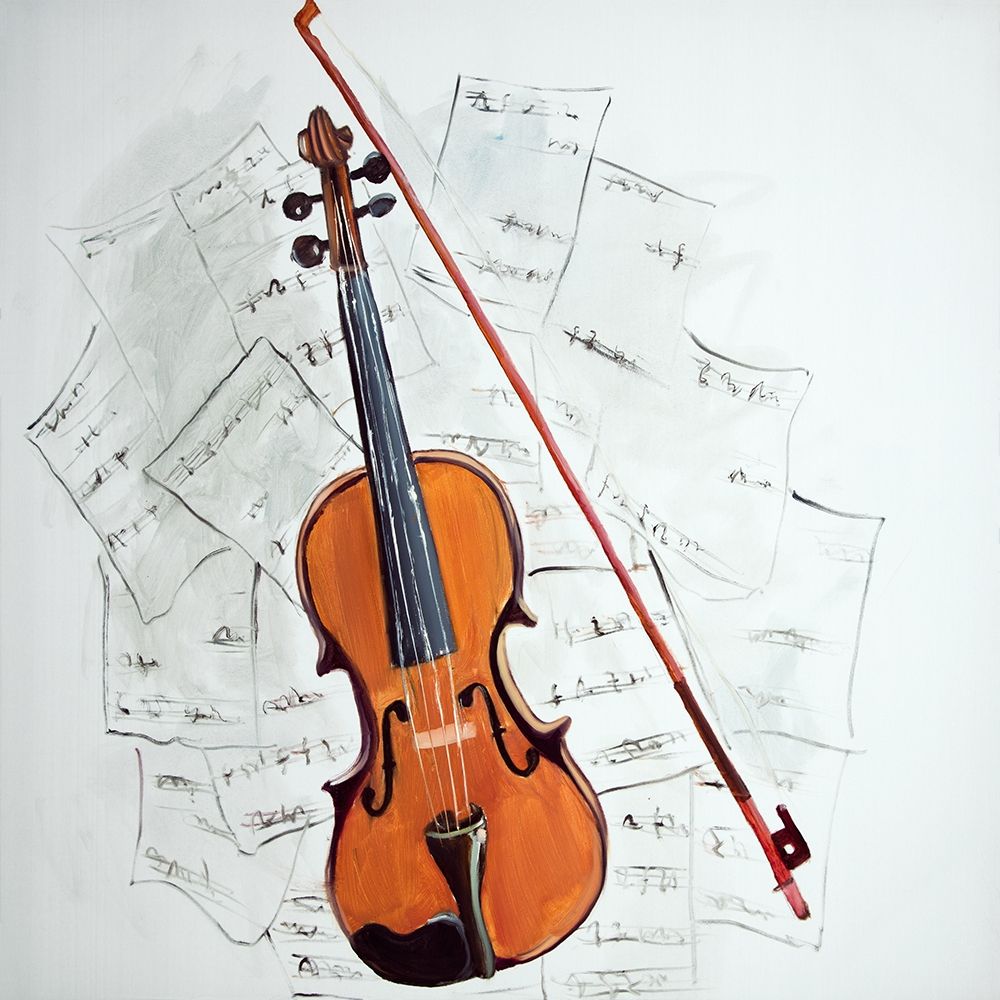 VIOLIN ON MUSIC SHEET art print by Atelier B Art Studio for $57.95 CAD