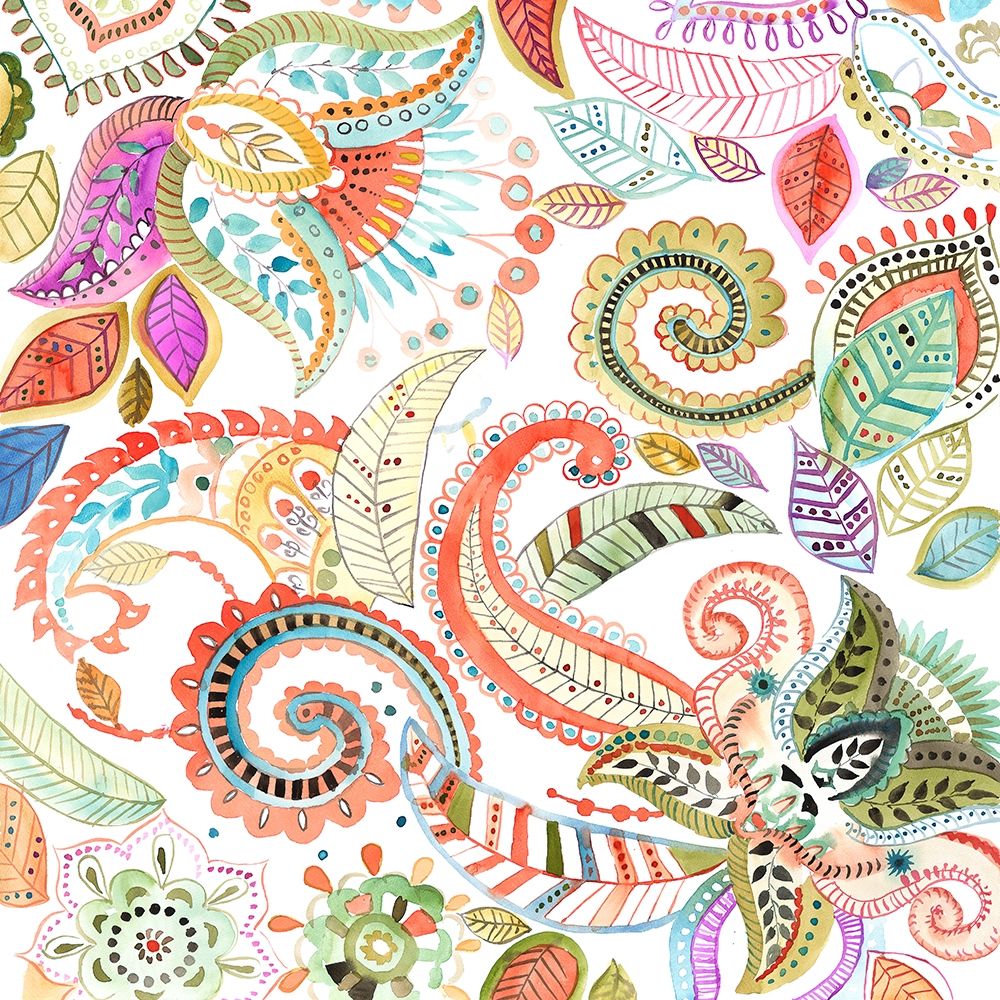 WATERCOLOR PAISLEY FLORAL art print by Atelier B Art Studio for $57.95 CAD
