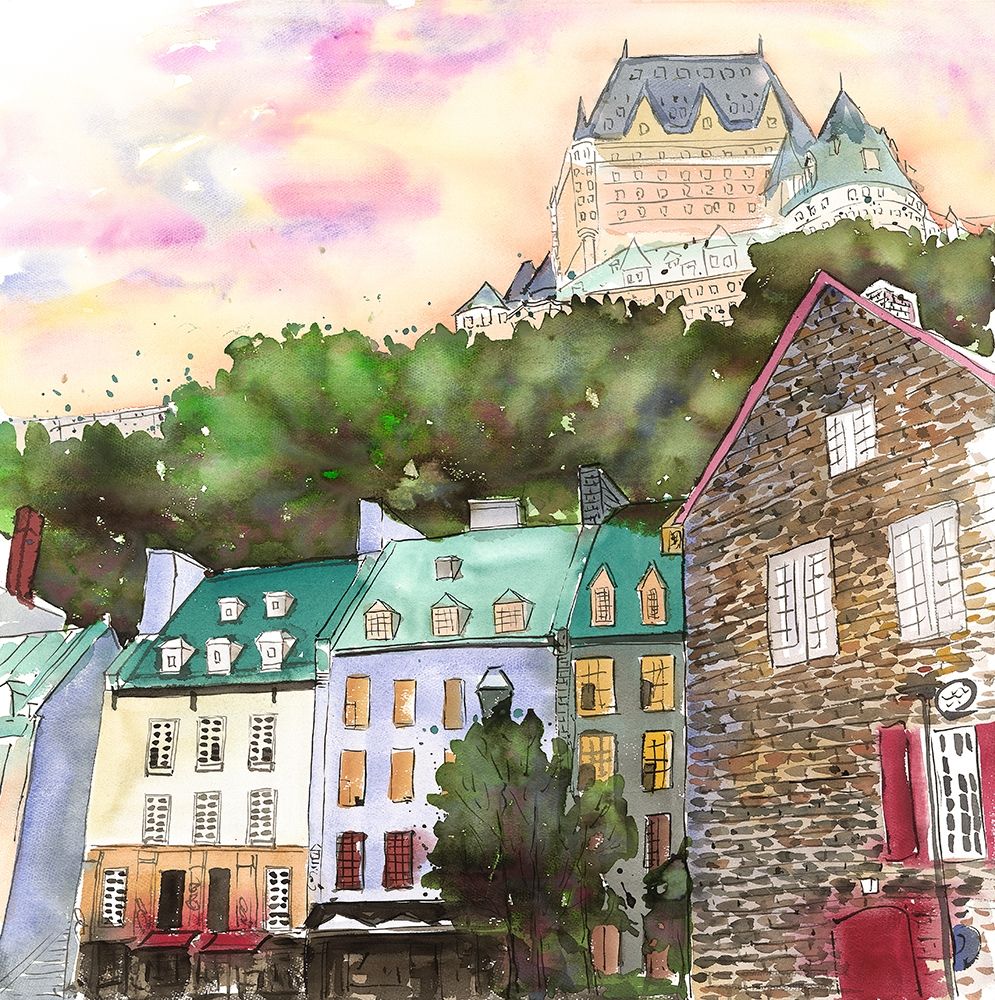 CHâTEAU FRONTENAC IN THE PETIT CHAMPLAIN art print by Atelier B Art Studio for $57.95 CAD