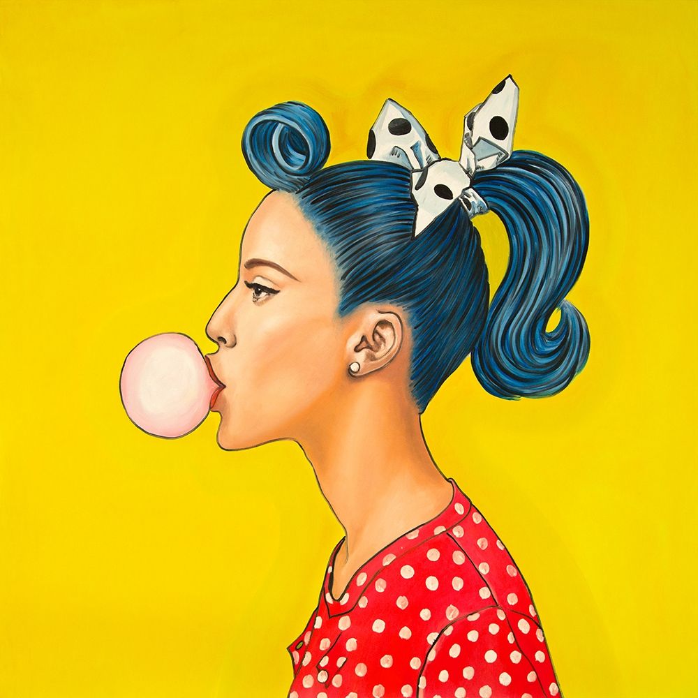 RETRO WOMAN WITH BEAUTIFUL PONYTAIL art print by Atelier B Art Studio for $57.95 CAD