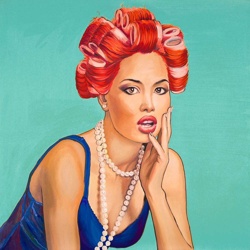 PIN UP GIRL WITH CURLERS art print by Atelier B Art Studio for $57.95 CAD