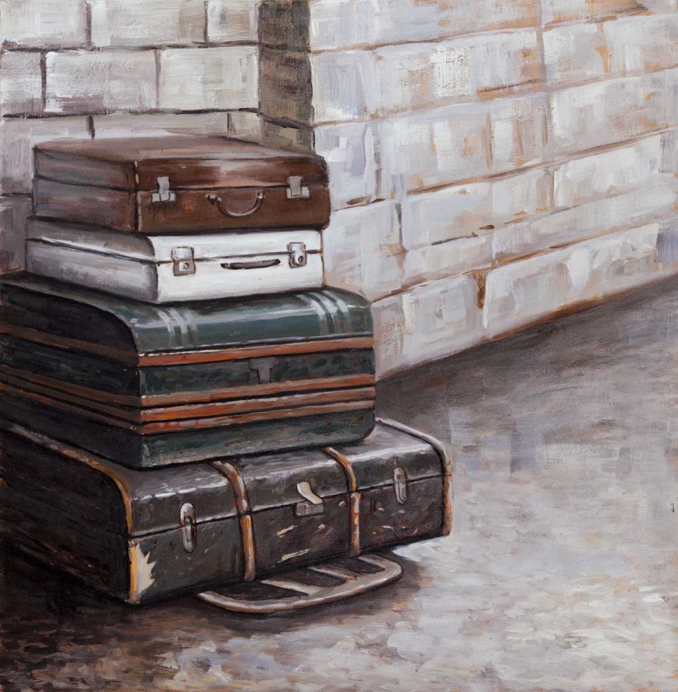 Four Old Traveling Suitcases art print by Atelier B Art Studio for $57.95 CAD