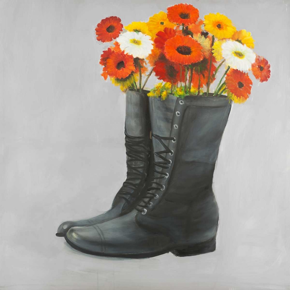 Boots with Daisy Flowers art print by Atelier B Art Studio for $57.95 CAD
