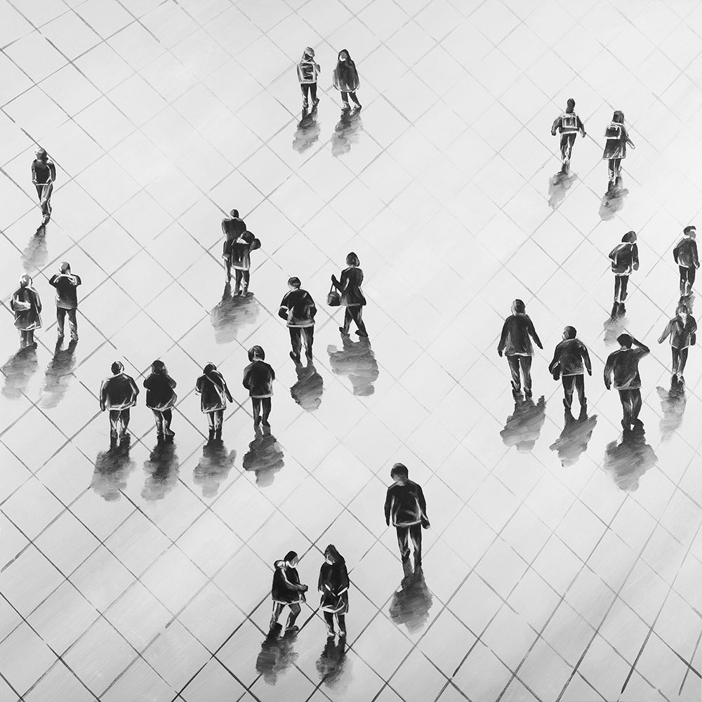 Overhead View of People on the Street art print by Atelier B Art Studio for $57.95 CAD