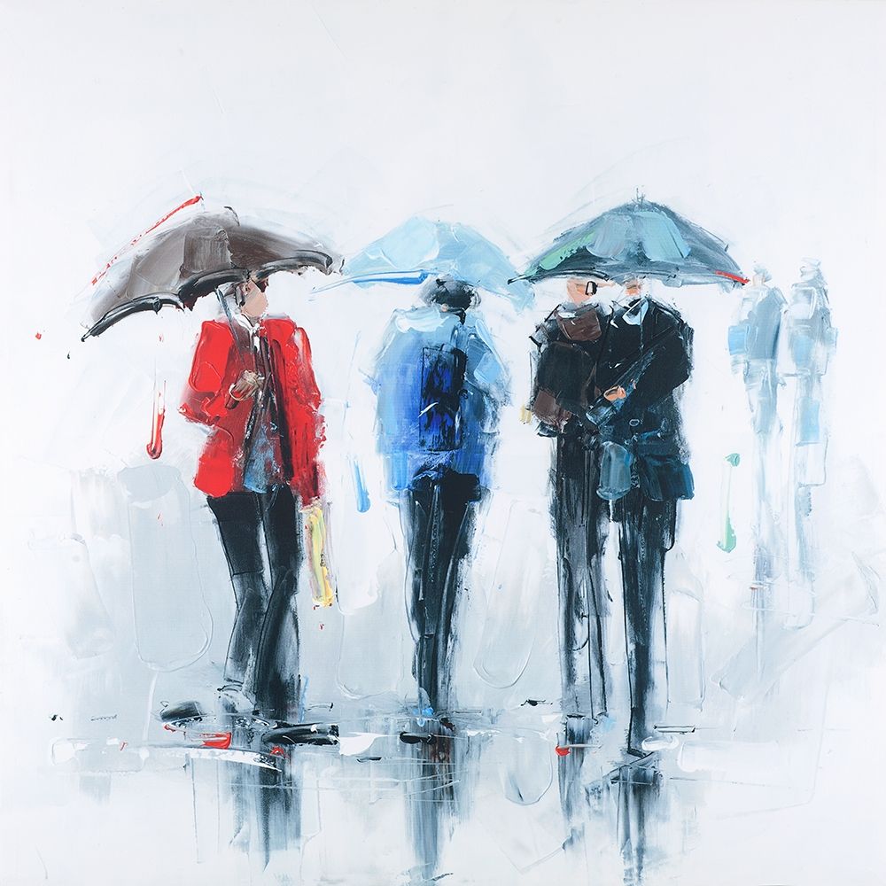 THREE PEOPLE AND THEIR UMBRELLA art print by Atelier B Art Studio for $57.95 CAD