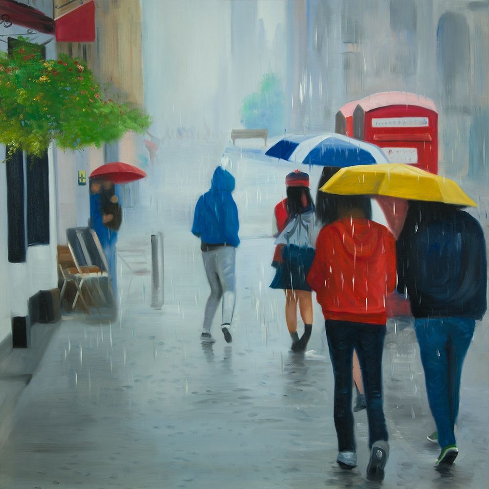 PEOPLE WALKING UNDER UMBRELLA BY A RAINY DAY art print by Atelier B Art Studio for $57.95 CAD