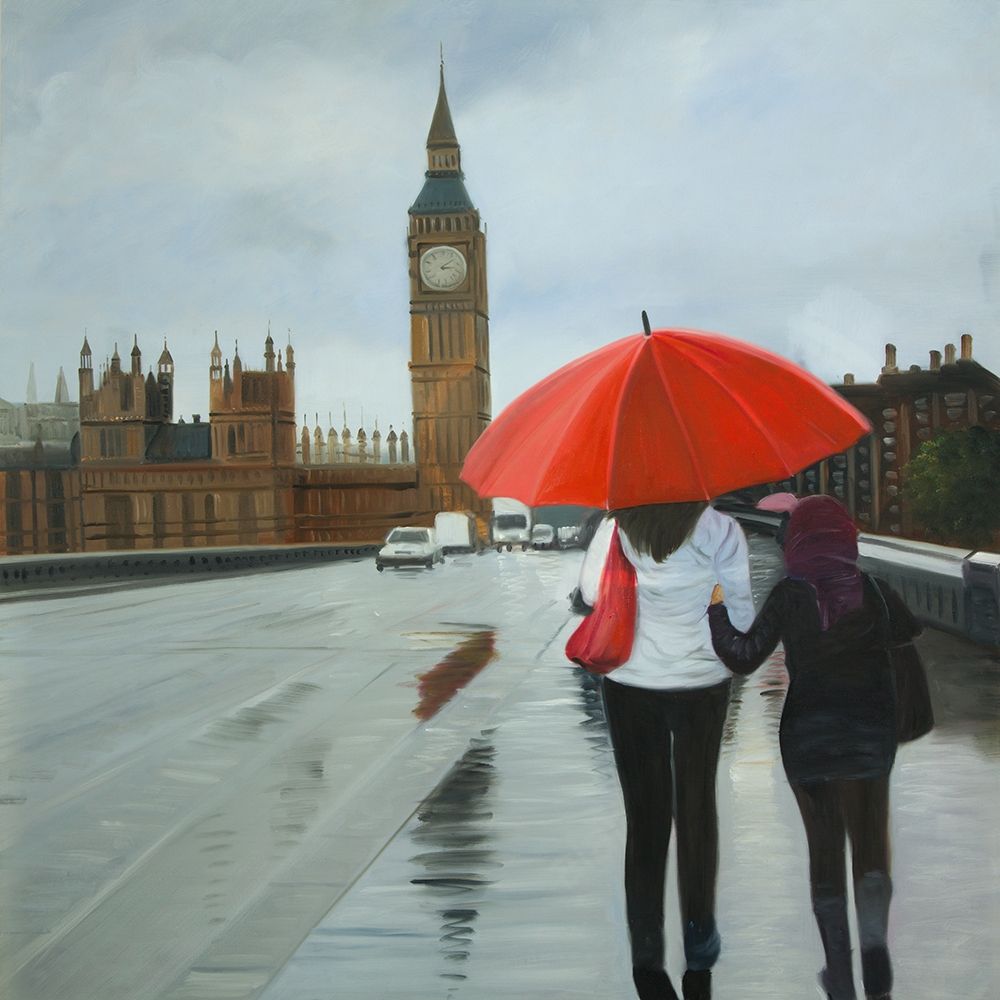 BRITISH UNDER UMBRELLA IN FRONT OF THE BIG BEN art print by Atelier B Art Studio for $57.95 CAD